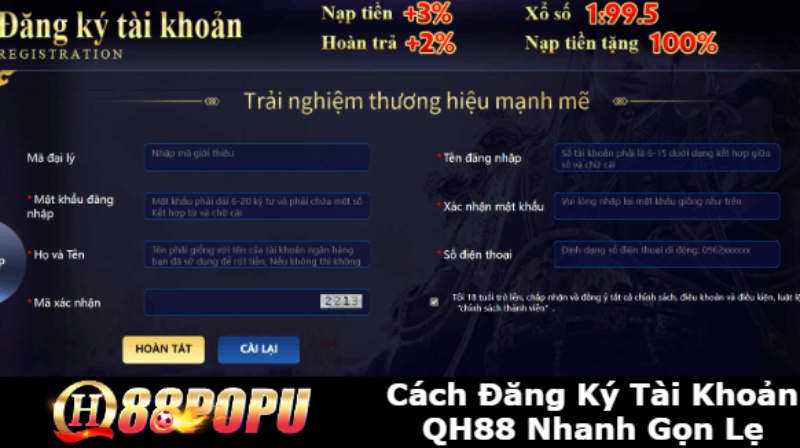 Các Bước Đăng Ký Tài Khoản QH88 Nhanh Gọn Lẹ